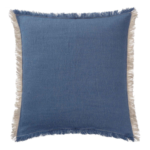 Alkas blanket, denim blue & stone grey, 50% cotton & 50% linen | URBANARA cotton blankets