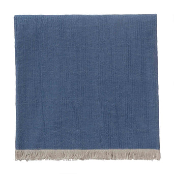 Alkas blanket, denim blue & stone grey, 50% cotton & 50% linen