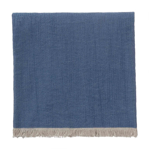 Alkas blanket, denim blue & stone grey, 50% cotton & 50% linen