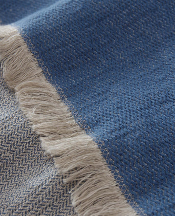 Alkas blanket, denim blue & stone grey, 50% cotton & 50% linen