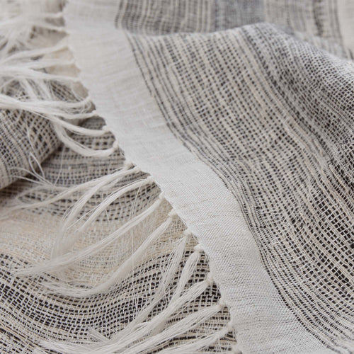 Bundi blanket, black & cream, 60% linen & 40% silk | URBANARA silk blankets
