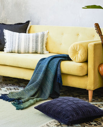 Samana cushion cover, dark blue, 100% cotton