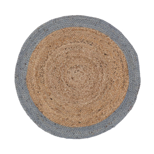 Nandi rug, natural & light grey blue, 100% jute | URBANARA jute rugs