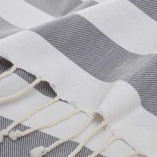 Filiz hammam towel, grey & white, 100% cotton | URBANARA hammam towels