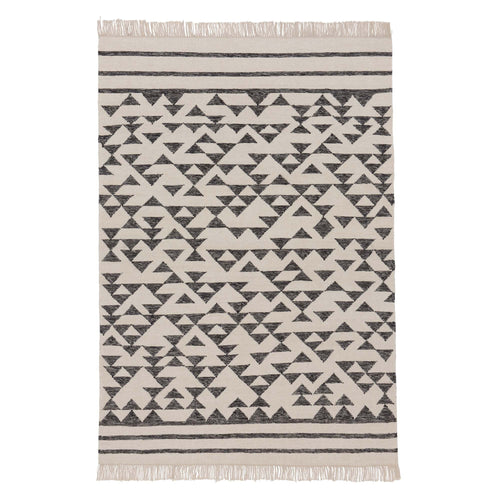 Kenai rug, black & off-white, 60% wool & 40% cotton |High quality homewares