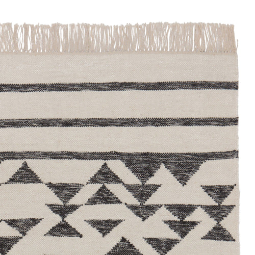 Kenai rug, black & off-white, 60% wool & 40% cotton