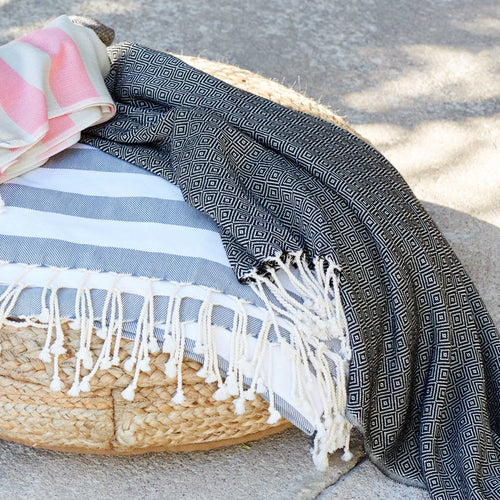 Cesme Hammam Towel black & white, 100% cotton | Find the perfect hammam towels