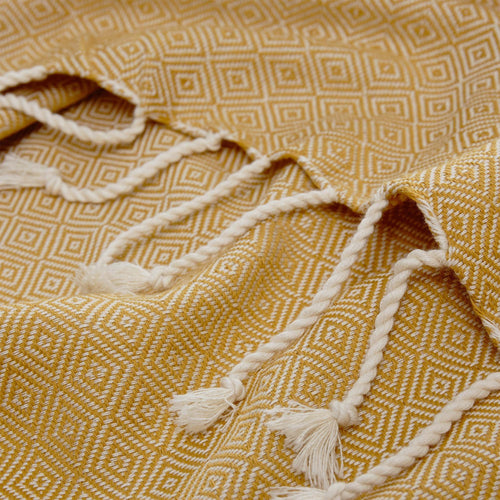 Cesme Hammam Towel mustard & white, 100% cotton | URBANARA hammam towels