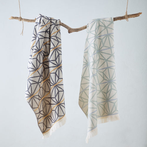Arade Beach Towel natural white & light grey green & light grey blue, 100% cotton | URBANARA beach towels