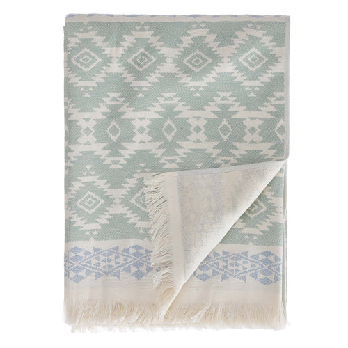 Gilao beach towel, natural white & light grey green & light grey blue, 100% cotton | URBANARA beach towels