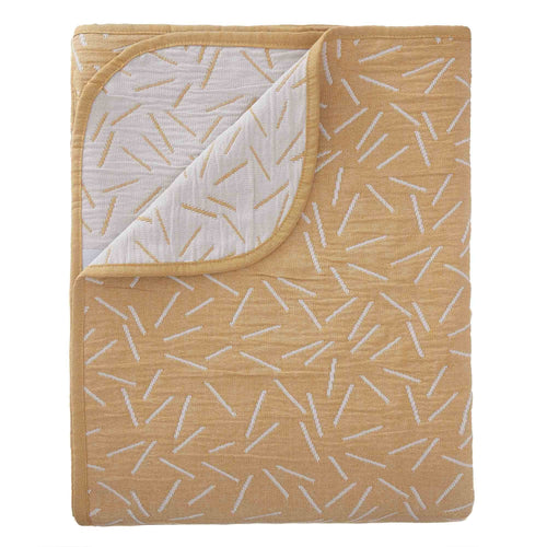 Alcains bedspread, mustard & light grey, 80% cotton & 20% polyester