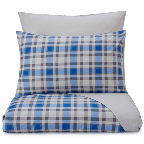 Cabril pillowcase, natural & blue & black, 100% cotton