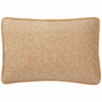 Alcains cushion cover, mustard & light grey, 80% cotton & 20% polyester