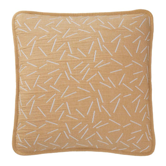 Alcains cushion cover, mustard & light grey, 80% cotton & 20% polyester
