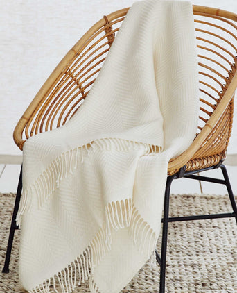 Salla blanket, cream & cream, 100% new wool