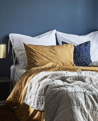 Connemara duvet cover, mustard & white, 100% cotton
