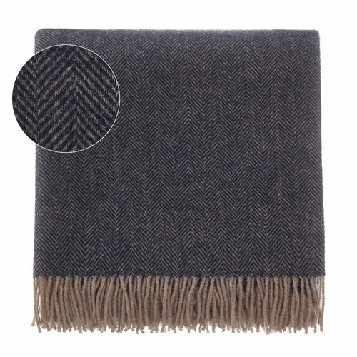 Corcovado blanket, dark blue & light brown, 50% alpaca wool & 50% merino wool
