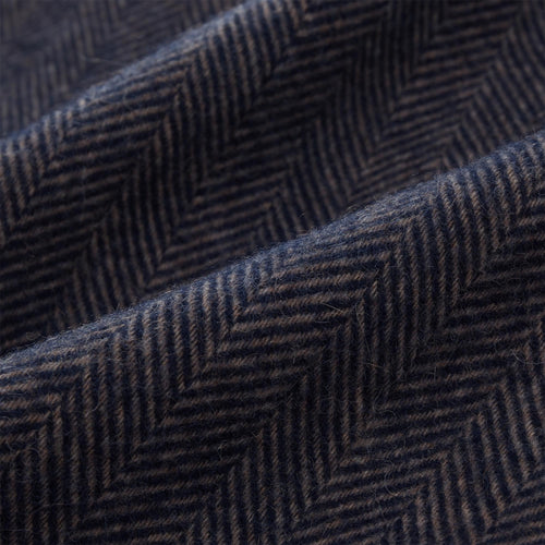 Corcovado blanket, dark blue & light brown, 50% alpaca wool & 50% merino wool |High quality homewares