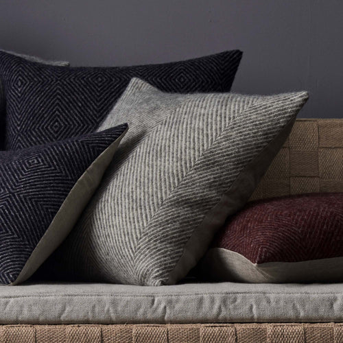 Gotland cushion cover, grey & cream, 100% wool & 100% linen |High quality homewares