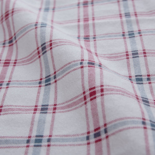 Kotja duvet cover, light grey & ruby red & forest green, 100% cotton | URBANARA flannel bedding