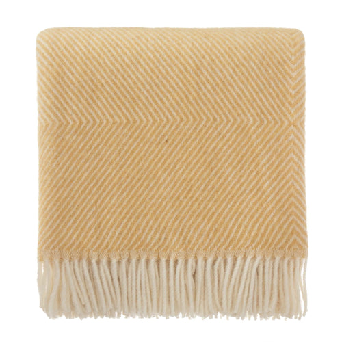 Gotland Wool Blanket mustard & cream, 100% new wool