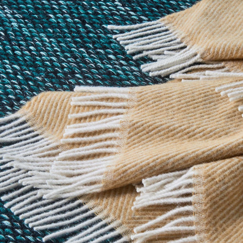 Gotland Wool Blanket mustard & cream, 100% new wool | High quality homewares