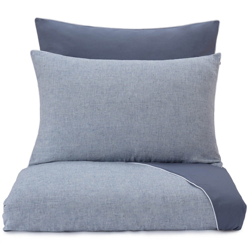 Sameiro pillowcase, dark grey blue & white, 100% linen & 100% organic cotton