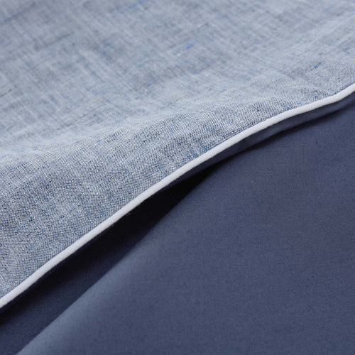 Sameiro pillowcase, dark grey blue & white, 100% linen & 100% organic cotton | URBANARA linen bedding