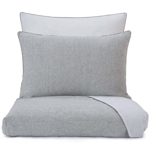 Sameiro pillowcase, grey & white & charcoal, 100% linen & 100% organic cotton