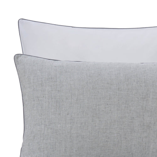 Sameiro pillowcase, grey & white & charcoal, 100% linen & 100% organic cotton | URBANARA linen bedding