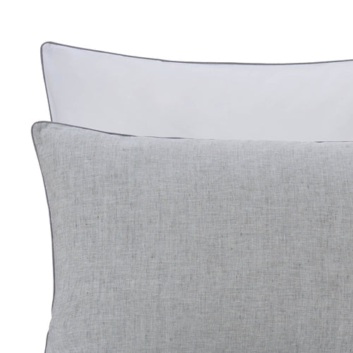 Sameiro duvet cover, grey & white & charcoal, 100% linen & 100% organic cotton | URBANARA linen bedding