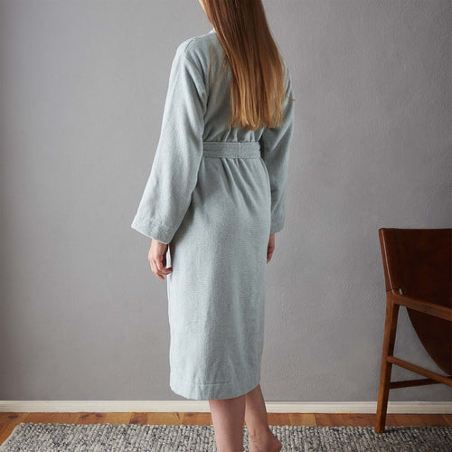 Ventosa Organic Cotton Bathrobe light grey green & white, 100% organic cotton | High quality homewares