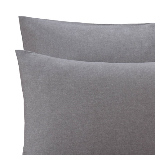 Vilar pillowcase, stone grey, 100% organic cotton | URBANARA flannel bedding