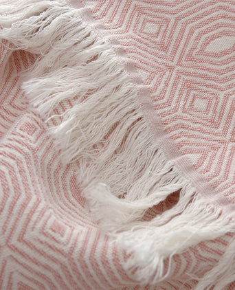 Alcoa blanket, coral & natural white, 100% cotton