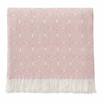 Alcoa blanket, coral & natural white, 100% cotton