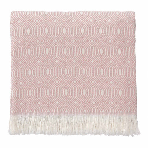 Alcoa blanket, coral & natural white, 100% cotton