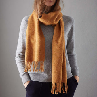 Limon scarf, mustard, 100% baby alpaca wool