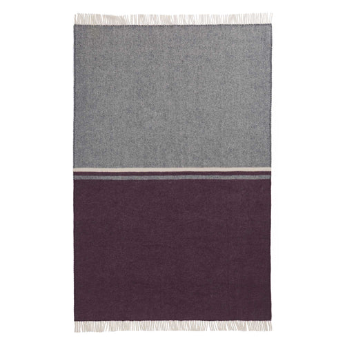 Salakas blanket, dark blue & aubergine & natural, 100% new wool | URBANARA wool blankets