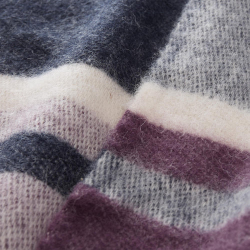 Salakas blanket, dark blue & aubergine & natural, 100% new wool |High quality homewares