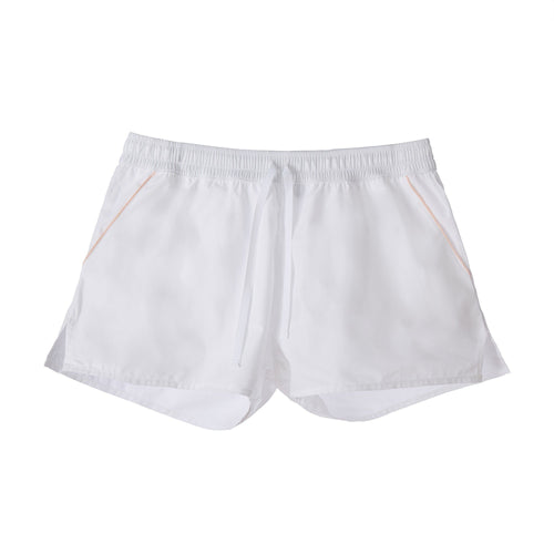 Alva Pyjama Shorts white & light pink, 100% organic cotton | URBANARA nightwear