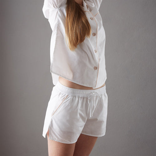 Alva Pyjama Shorts white & light pink, 100% organic cotton