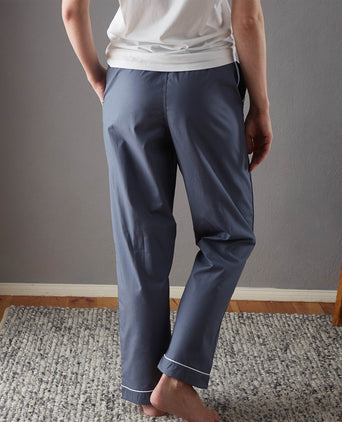 Alva Pyjama Bottoms dark grey blue & white, 100% organic cotton