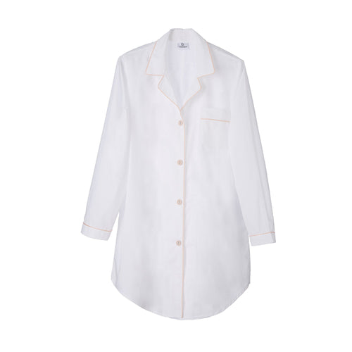 Alva Nightshirt white & light pink, 100% organic cotton | URBANARA nightwear