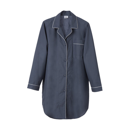 Alva Nightshirt dark grey blue & white, 100% organic cotton | URBANARA nightwear