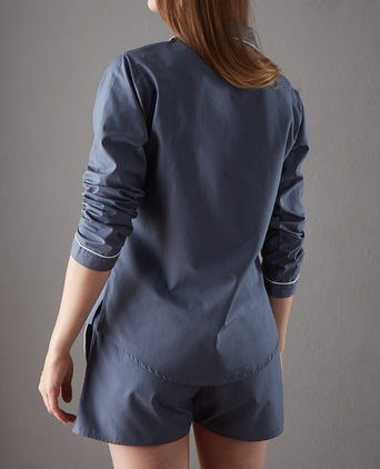 Alva pyjama, dark grey blue & white, 100% organic cotton