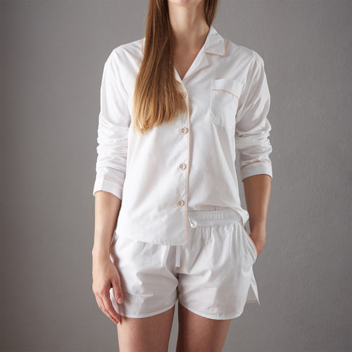 Alva Pyjama Shirt white & light pink, 100% organic cotton