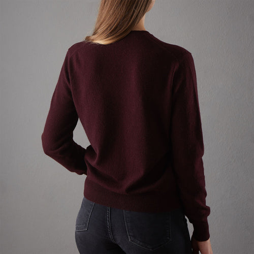 Nora cardigan, bordeaux red, 50% cashmere wool & 50% wool | URBANARA loungewear