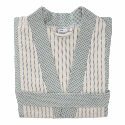 Kadan bathrobe, grey green & cream, 50% linen & 50% cotton
