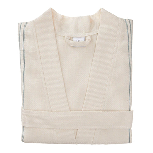 Kadan bathrobe, cream & grey green, 50% linen & 50% cotton