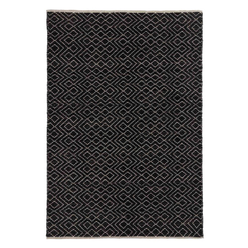 Amini Wool Rug black & off-white, 100% new wool | High quality homewares